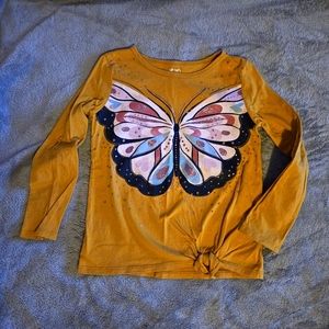 Mustard Yellow Butterfly Longsleeve Top